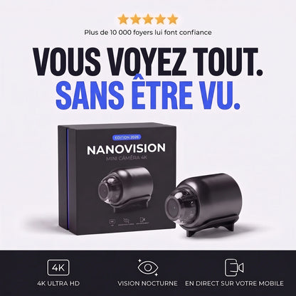 NanoVision Mini Caméra 4K et sa boîte